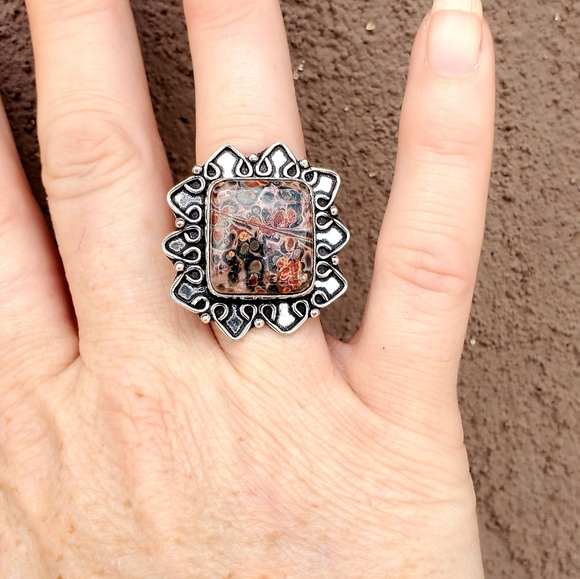 New Leopard Skin Jasper 925 Silver Ring. - Picture 4 of 16